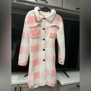 Pink and White  Sherpa Coat